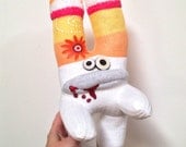 Sam (Grabby Hands) Davis-- A Sock Zombie with Flower and Fuzzy Horns