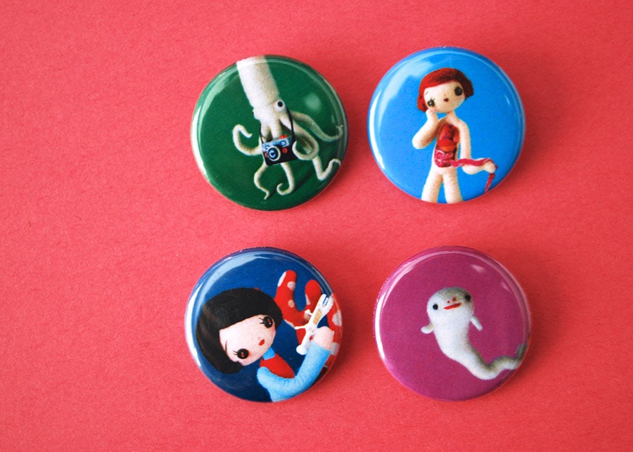 Pinback Button Set A (with free stickers)