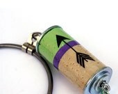 Arrow, Color Block Keyring - Recycled Winecork Keychain - Mint Green, Purple - GIANT Jailer's Keyring - Upcycled by Uncorked