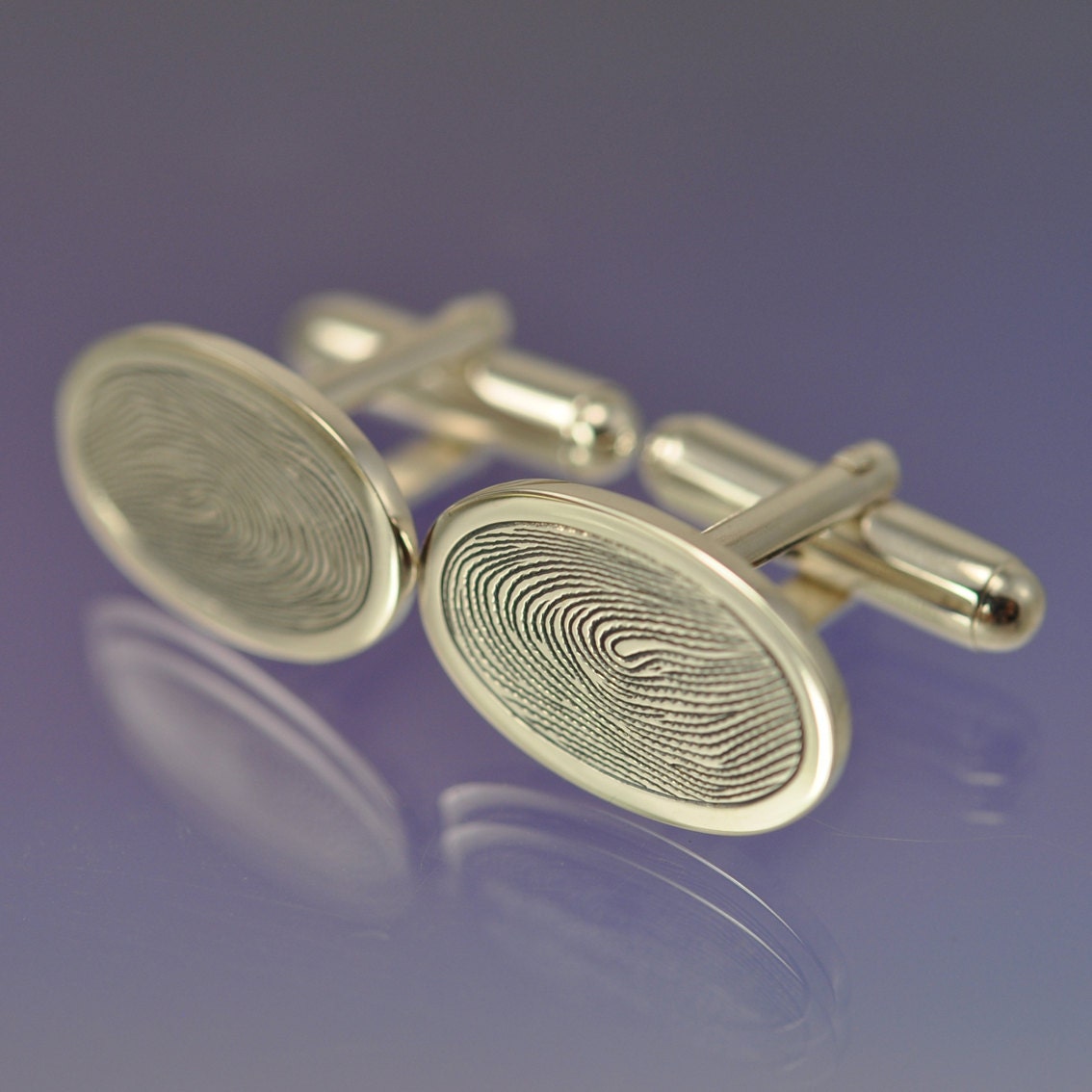 Personalised Fingerprint Cufflinks. Your print on his cuffs.