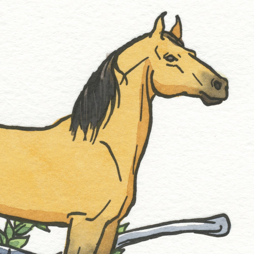 Horse print, hand-painted MORGAN horse