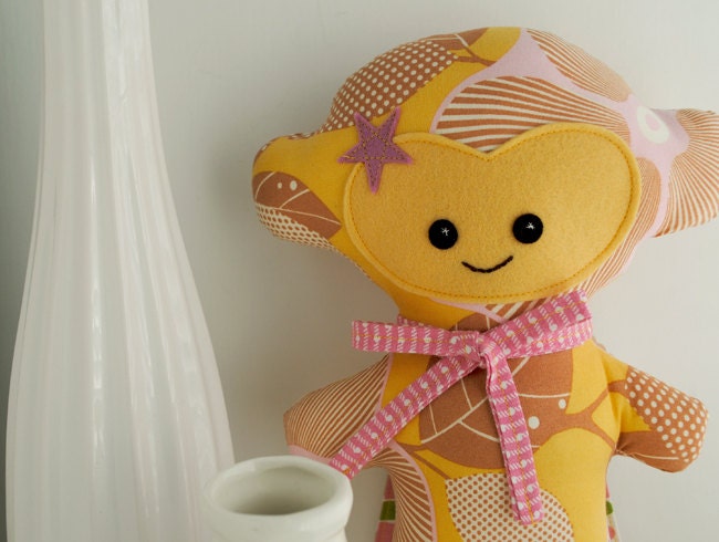 Yellow and Pink Super Hero Monkey Cloth Doll