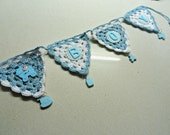Housewares and decor Kids room decoration crocheted Baby Boy Garland in white and pale blue handmade by Artefyk