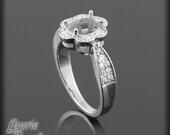 Flower Shaped Diamond Halo Engagement Ring Semi Mount - LS2513