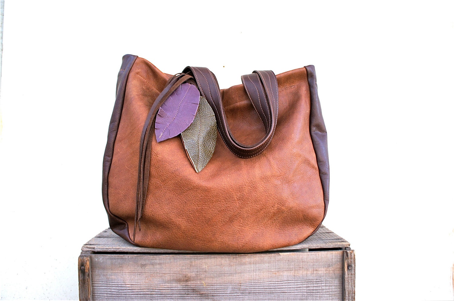 JOSEPHINE //Tote In Two Toned Brown Leather - arebycdesign