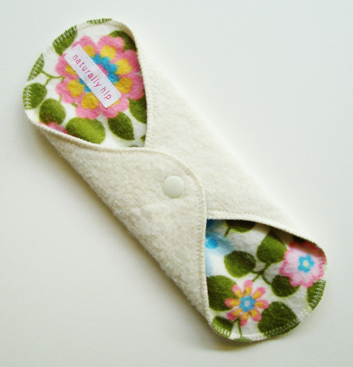 9" Organic Hemp Fleece Cloth Menstrual Pad - Springtime Flannel