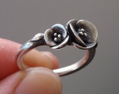 Two Poppies - Handsculpted, Cast Sterling Silver Ring - Ready to Ship (Sizes 7.5 to 8.5)