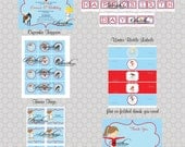 Gymnastics Birthday Party Package: Printable DIY Includes custom 5x7 invite, favor tags, cupcake toppers, water bottle labels and more Il_170x135