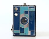 Vintage Art Deco Camera - Kodak Beau Brownie in Blue