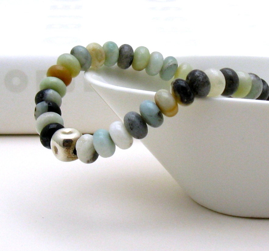 Modern Opal Beaded Bracelet / Organic Opal Stretch Bracelet / Natural / Rustic / Gemstone / Woodland