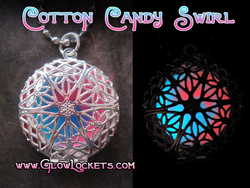 Cotton Candy Mystic Glow Locket Pink Blue Swirls