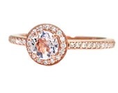 14K Morganite Ring Diamond Halo Morganite Engagement Ring Rose Gold