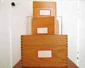Think Outside the Box... Vintage Large Industrial Dovetail Wood Library Index Card File Drawer Box Cabinet - InWithTheOld