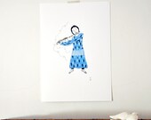 The Flutist -  original art gocco screen print