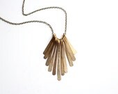 Hammered Brass Tribal Fringe Necklace - Antiqued Brass Chain