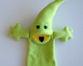 Green Banana Hand Puppet - Light Green Fleece - Velcro Arm Rods