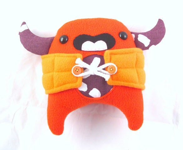 Floatee in Red and Purple - Plush Monster with Life Jacket