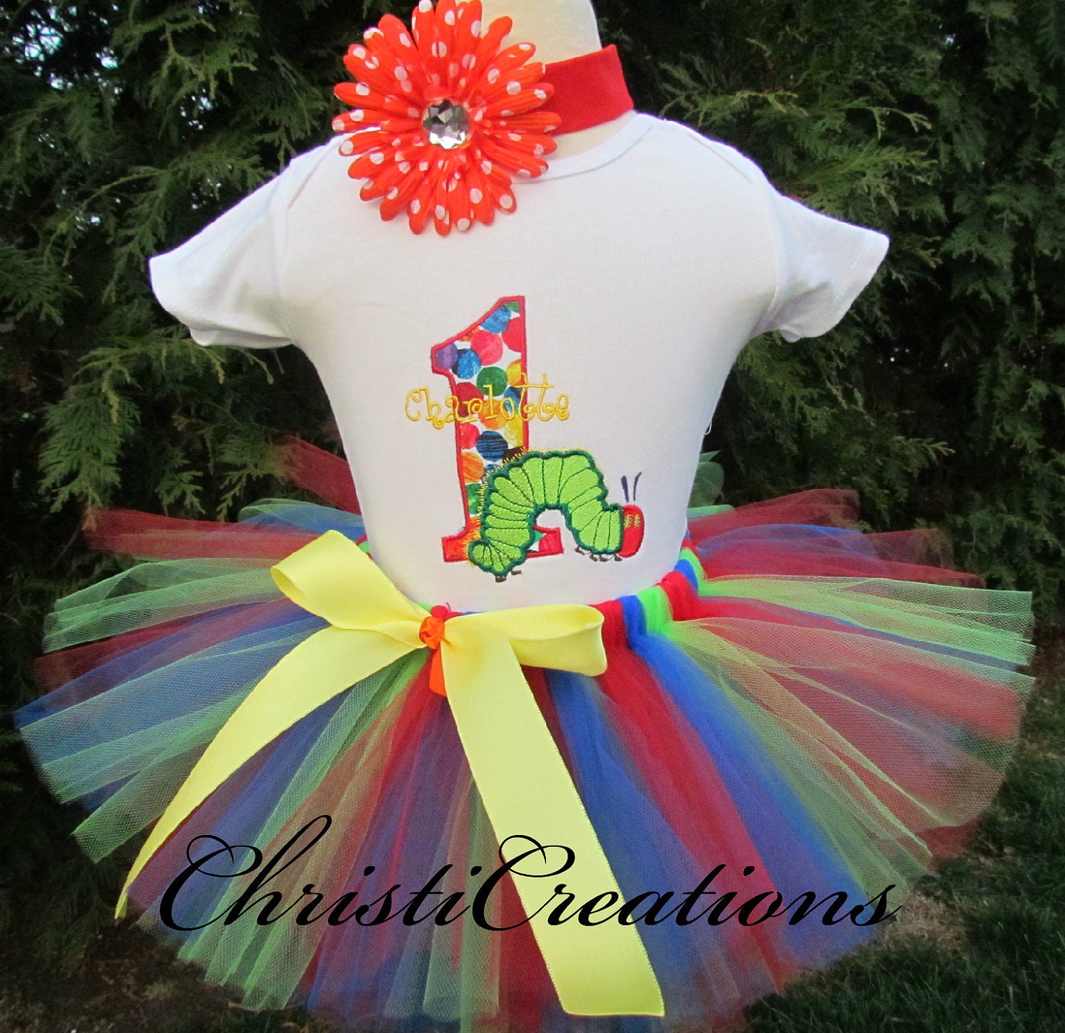 Very Hungry Caterpillar Inspired-- 1st Birthday--Party Outfit--  Custom Made Tutu Set-- Photo Props Party Outfit