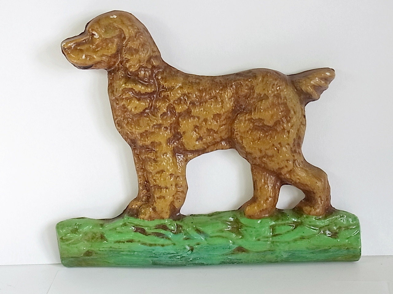 SALE Vintage Chalkware Dog Wall Hanging