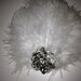 RCB white feather rhinestone wedding hairpiece