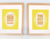 You Are My Sunshine Print, inspirational quote, favorite sayings, poster, modern wall art, happy, happiness, ready to ship, 8x10 SET