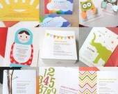 Birthday Party Invitation or Shower Invitation Design and Printing with Envelopes, Set of 20