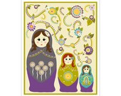 Children's Wall Art / Nursery Decor Russian Matryoshka Nesting Dolls 11x14 inch print by Finny and Zook