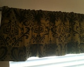Irish Olive and Chocolate Damask Lined Valance - Ready to ship