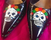 Day of the Dead high Heels handpainted size 9