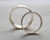 Eco-friendly handmade wedding band set - recycled 14k yellow, white or rose gold - Satin finish Modern Wedding Ring - Unconventional