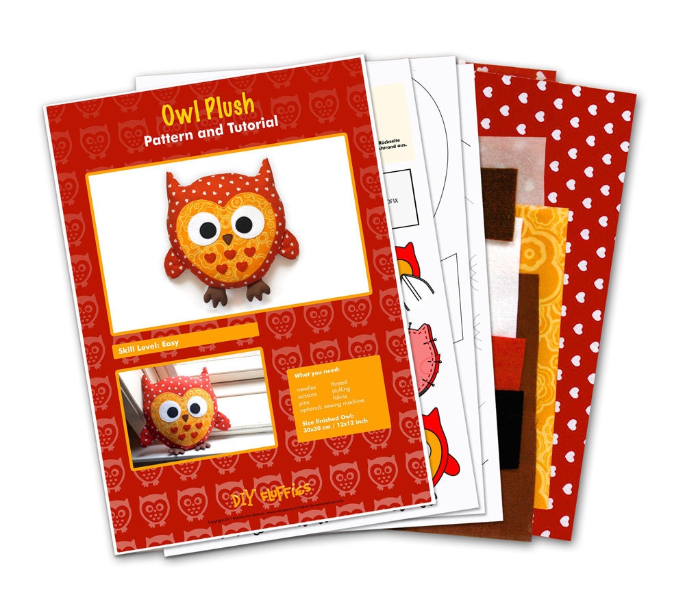 Cotton owl sewing kit - sew a cute owl plush