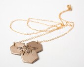Medium Etched Honeycomb Necklace in Bronze