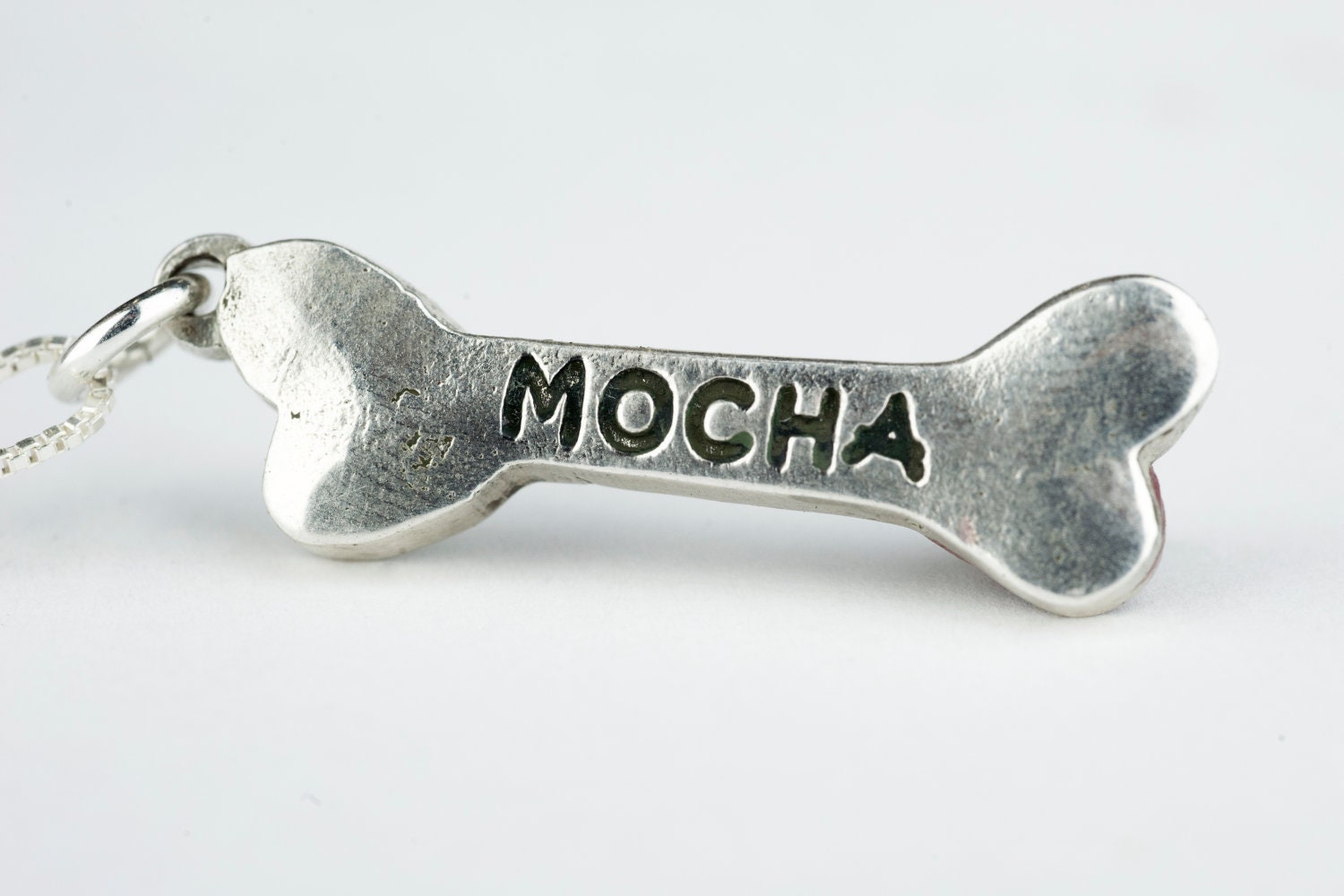 Dog Bone Necklace Personalized Jewelry Silver Name