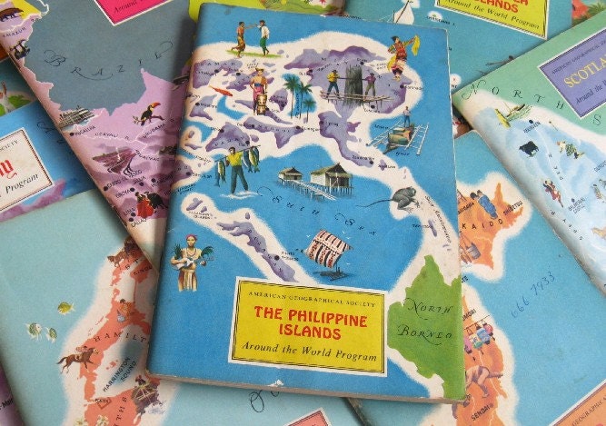 vintage map & travel books - American Geographical Society - around the world program