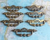7 wide vintage distressed brass metal pull handles includes hardware