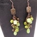 Vintage Brass, Copper and Green Long, Dangle Earrings