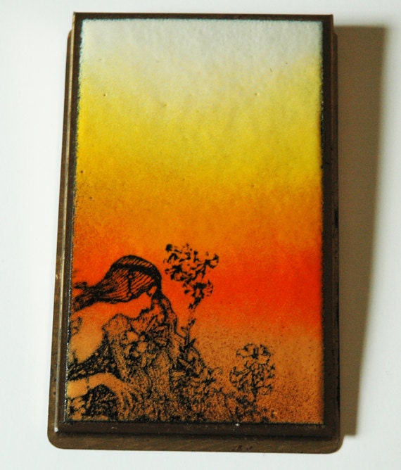 Late 60s early 70's--Brass Enameled Message Pad Container