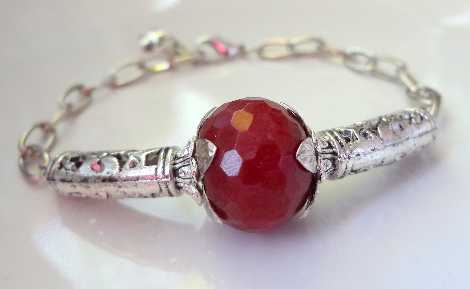 Ruby Bracelet, Red Stone Bracelet