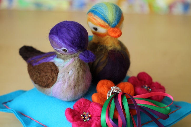 Korean Wedding Mandarin Duck Ring Pillow