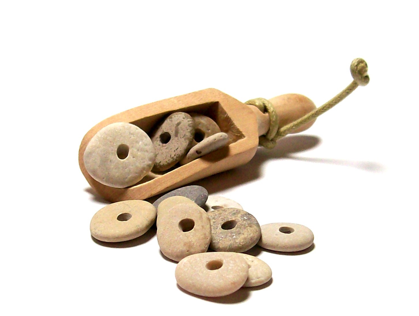SALE Beach Stone Jewelry Pebbles - Spacer Beads - Cairn, Pairs, Donuts - Natural Elements Rocks - "Baker's Dozen" by StoneMe