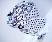 The Very Best Flannel Toddler Baby Receiving Blanket Black and White Flowers and Dots with a Dash of Hot Pink