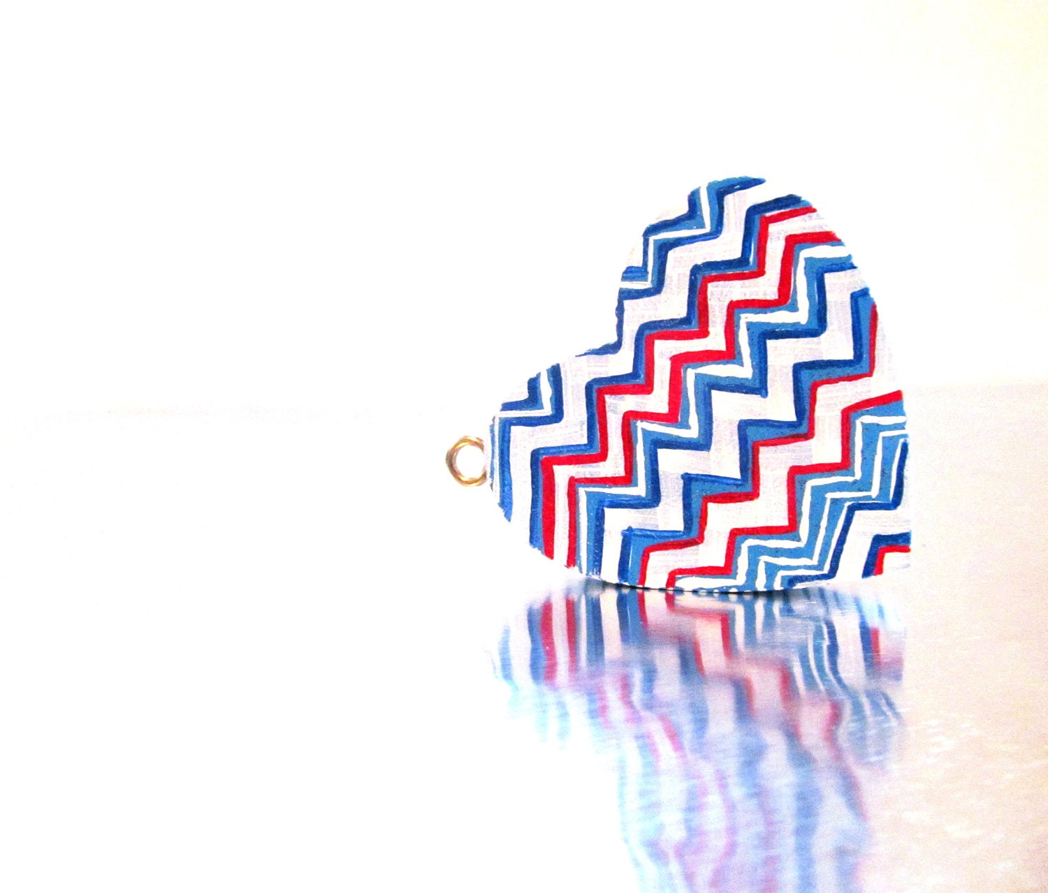 Ornament Chevron: Hand painted Wood Heart ornament