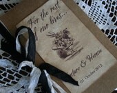Alice in Wonderland Wedding Guest Book - moleskine journal - choose ribbon and theme