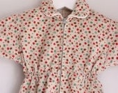 Vintage romper baby girl corduroy with leaves