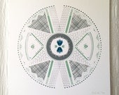 Blue Folk Circle Screenprint