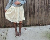Vtg Sublime Cream Crochet Full Skirt sz xs/s