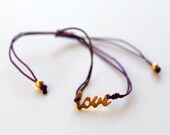 Friendship Bracelet Gold Love  Macrame Bracelet