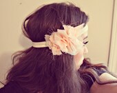 ruffled elastic headband. shimmer. rose gold. one size fits all.
