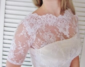 Higher than Clouds white bridal lace top white lace blouse bridal bolero jacket wedding bolero