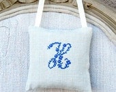 Antique Linen Square Sachet - Letter H